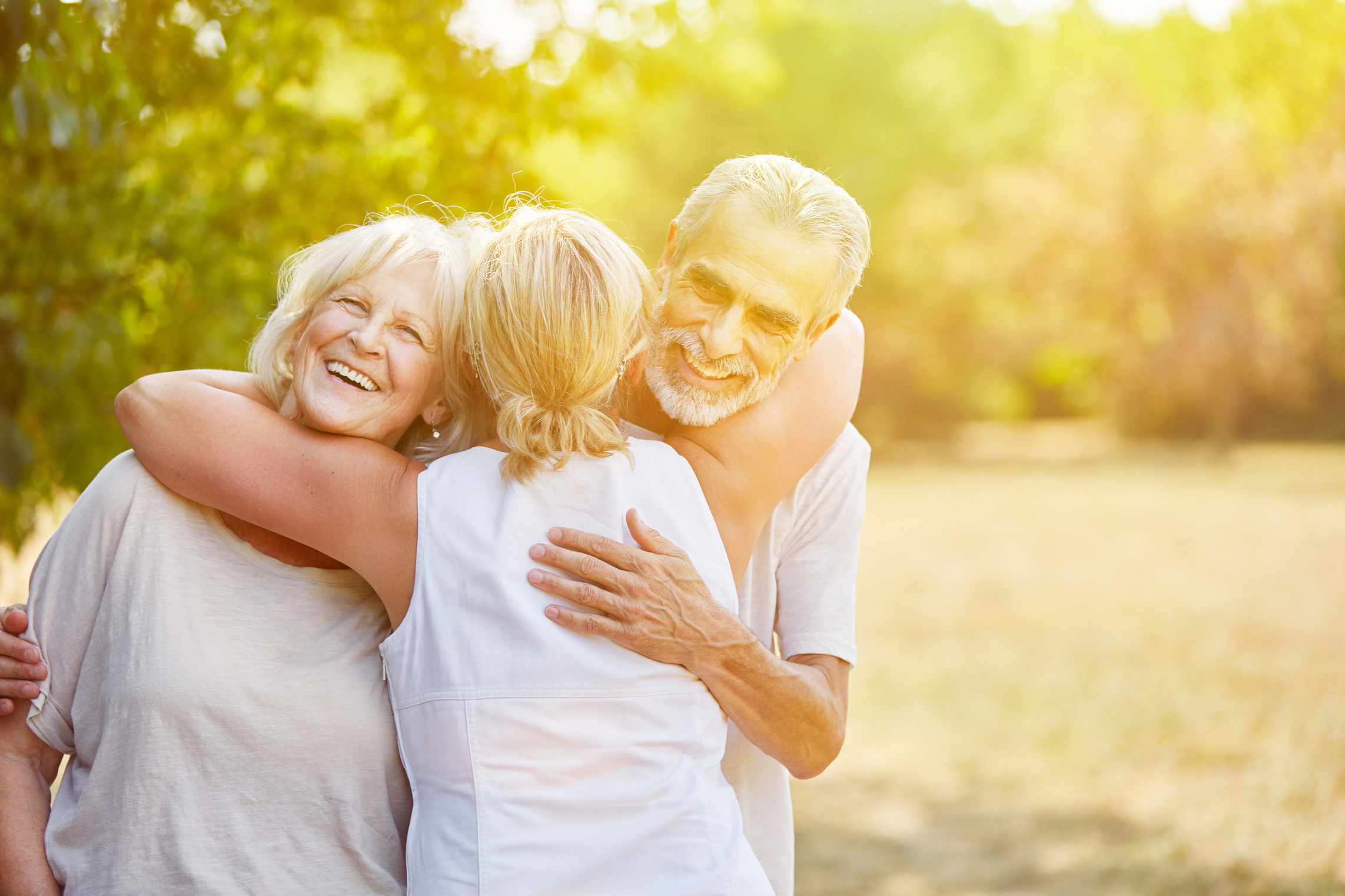 Samiling Senior Citizens Greet Each Other with Joy