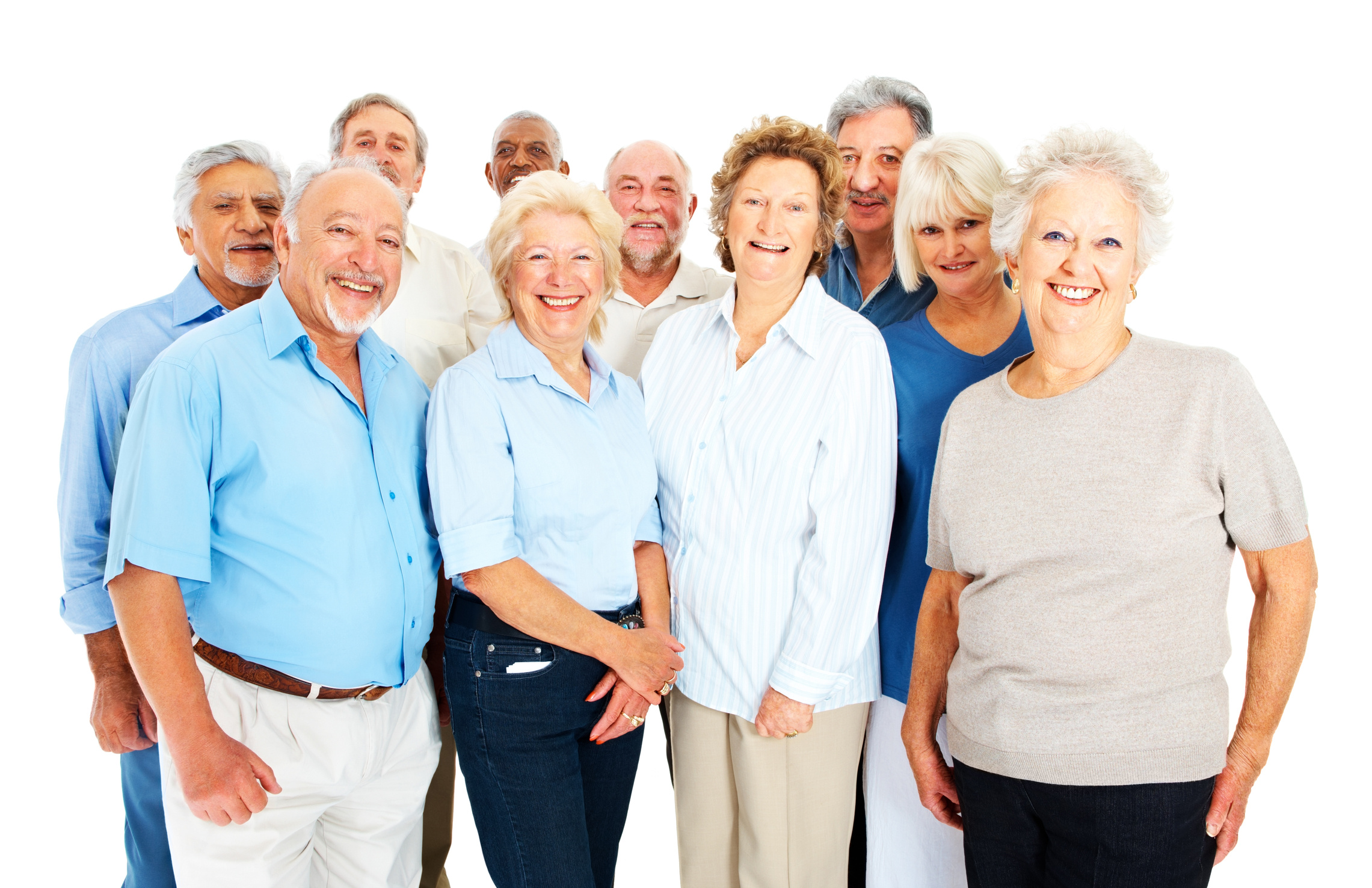 Group of happy senior citizens standing together